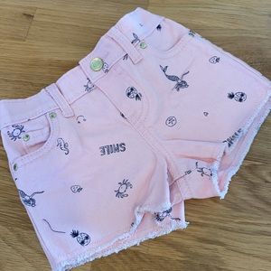 Baby girl shorts; pink with summer print